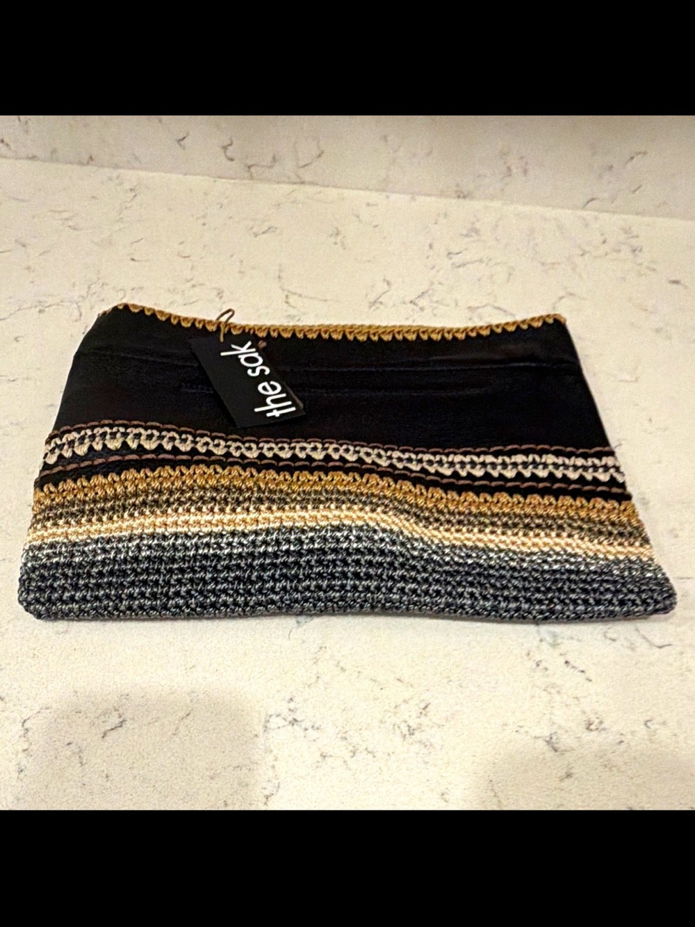 The Sak Linden Black & Multicolor Crochet Trim Clutch
